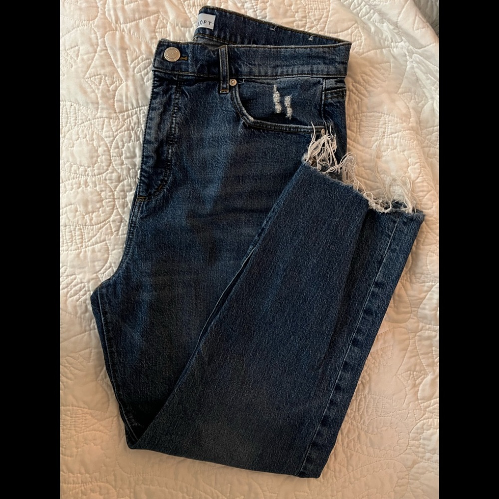 LOFT High Waist Straight Crop Jeans